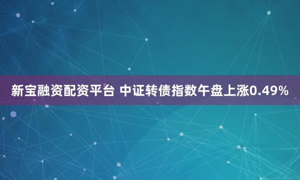 新宝融资配资平台 中证转债指数午盘上涨0.49%